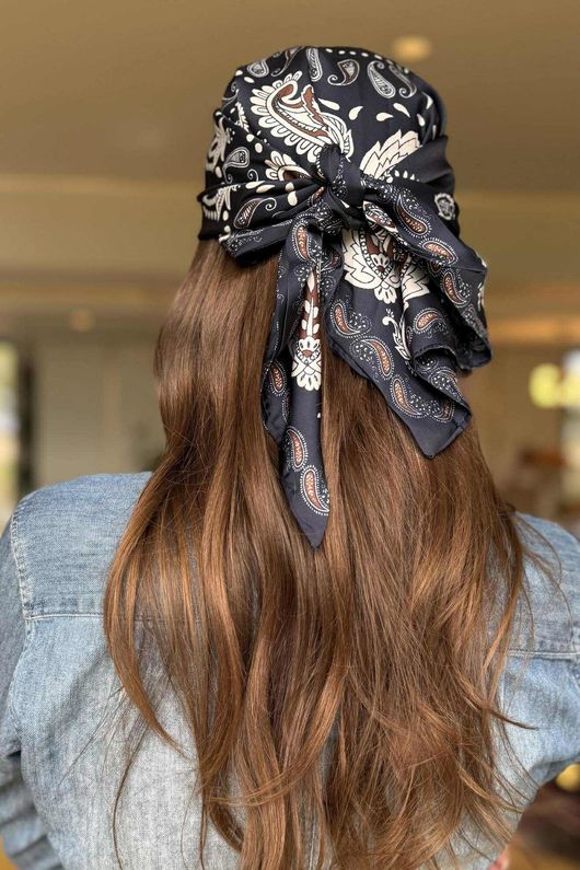 Bandana Triangle Silk Neckerchief Black